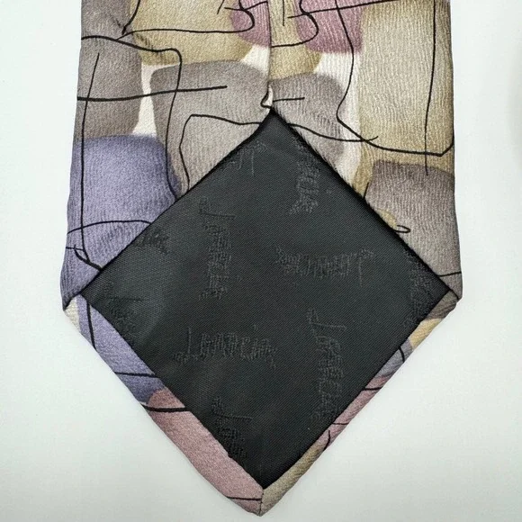VINTAGE J. Garcia Mens Silk Necktie Abstract Purple Grey Tie Watercolor - Picture 3 of 7